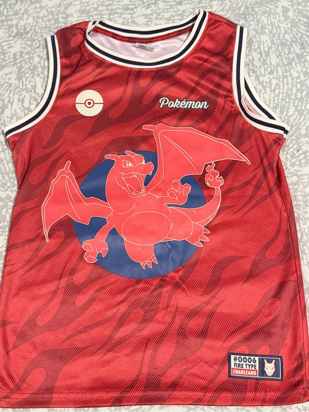 Pokémon Boys Charizard Basketball Jersey Red Mash Fire Type Kids L